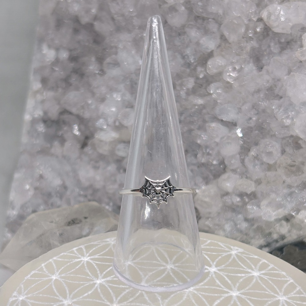 Sterling Silver Spider Web Heart Ring
